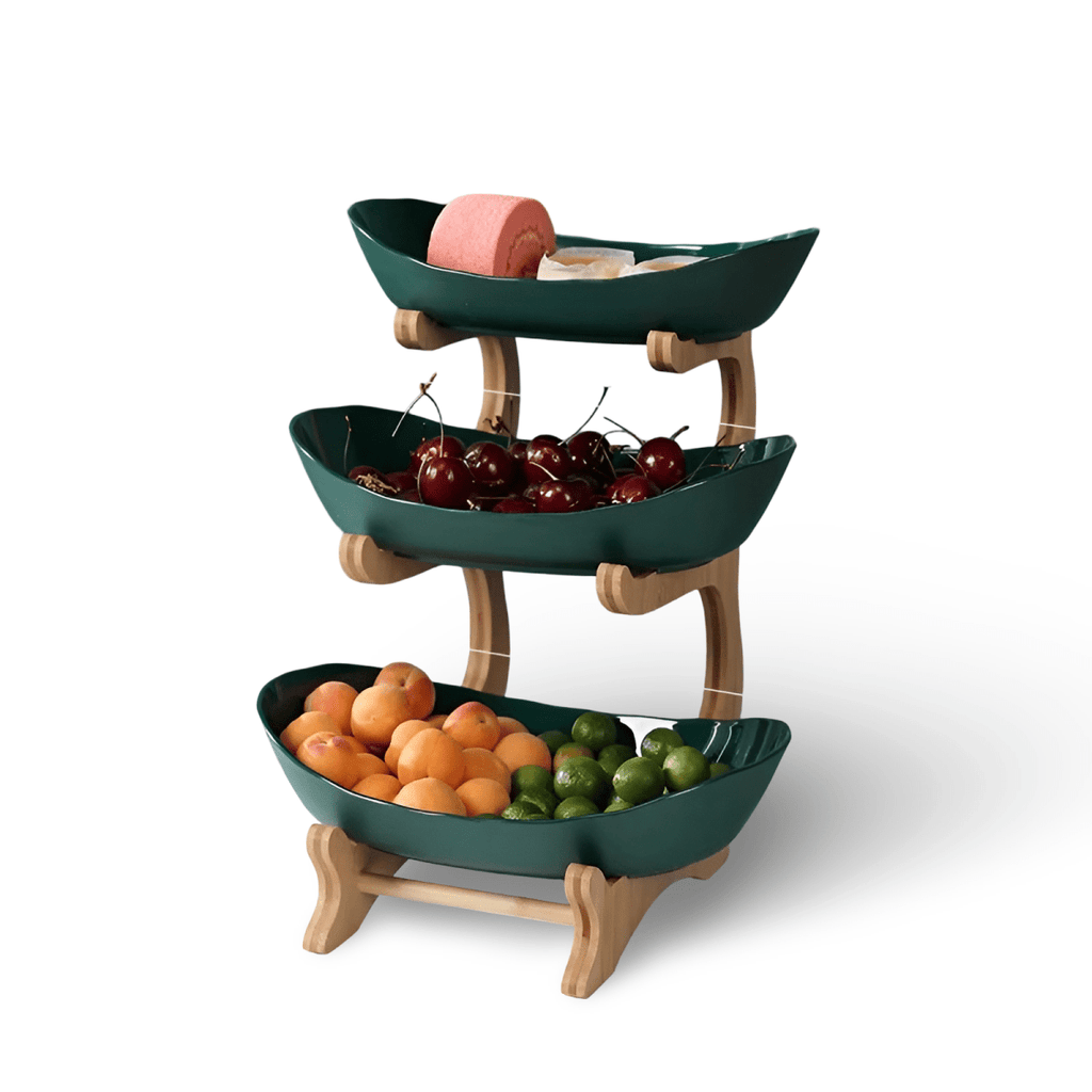 Ciotola per Frutta in Legno a Più Livelli LumenTray per Conservazione Moderna su Piano di Lavoro