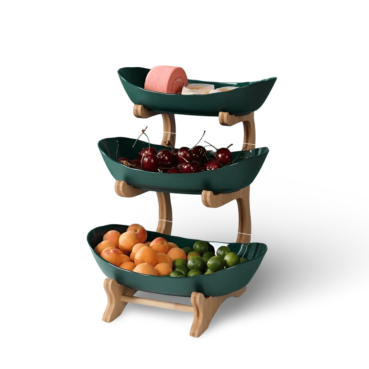 Ciotola per Frutta in Legno a Più Livelli LumenTray per Conservazione Moderna su Piano di Lavoro