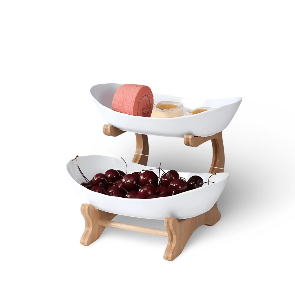 Ciotola per Frutta in Legno a Più Livelli LumenTray per Conservazione Moderna su Piano di Lavoro