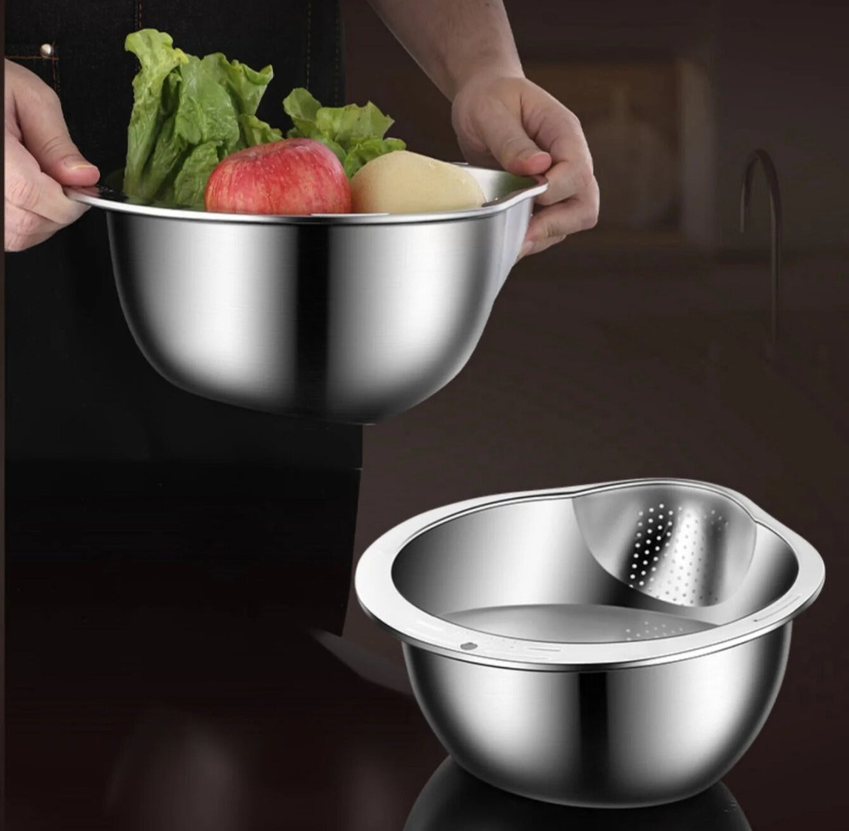 NovaPure Robust Sieve Bowl For Efficient Kitchen Prep And Drainage