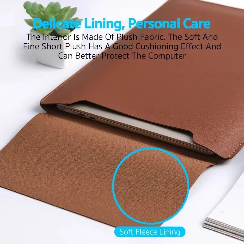 AeroGuard Elegant PU Laptop Sleeve With Plush Interior For Stylish Protection
