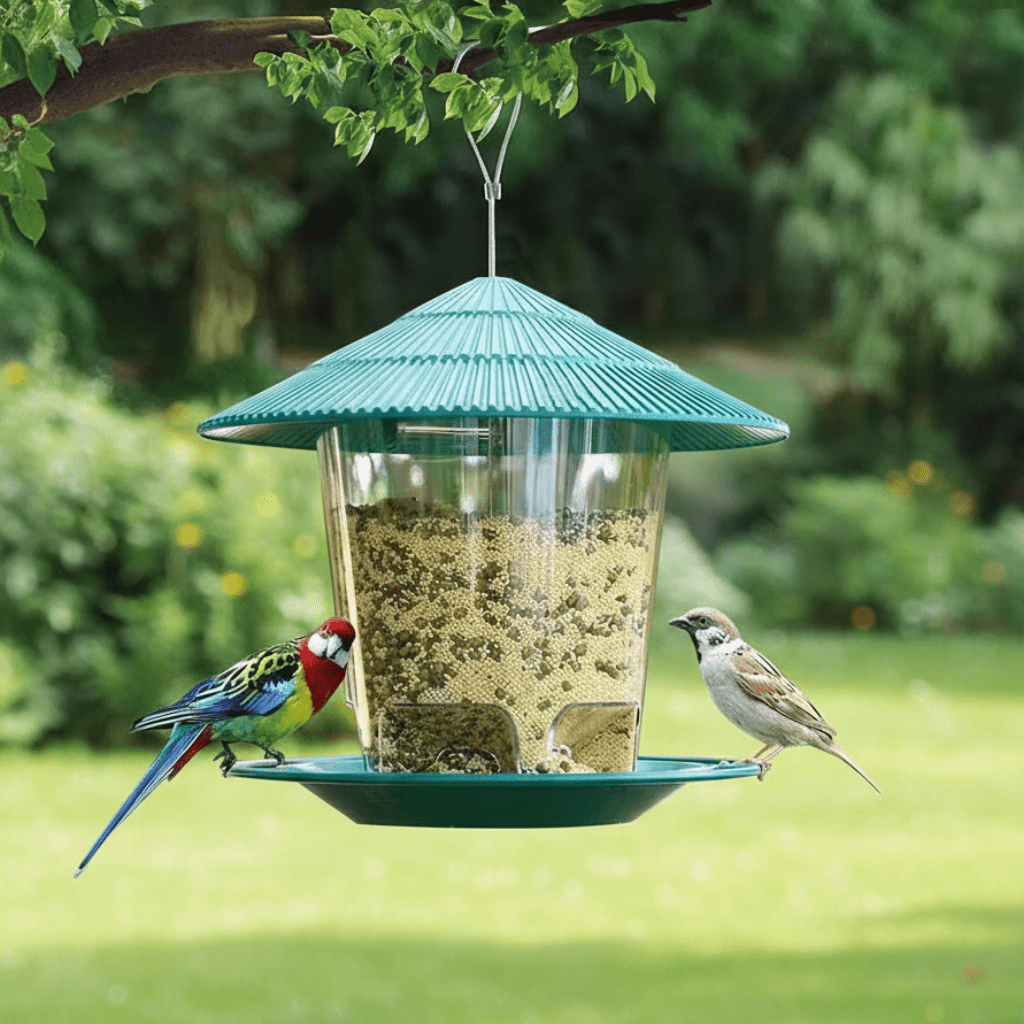 Comedero Automático para Pájaros AviaryFlow con Dispensador de Nueces de Múltiples Orificios