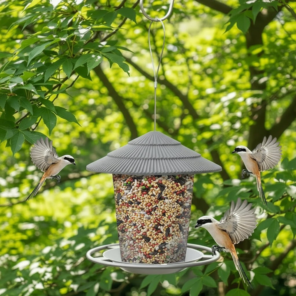 Comedero Automático para Pájaros AviaryFlow con Dispensador de Nueces de Múltiples Orificios
