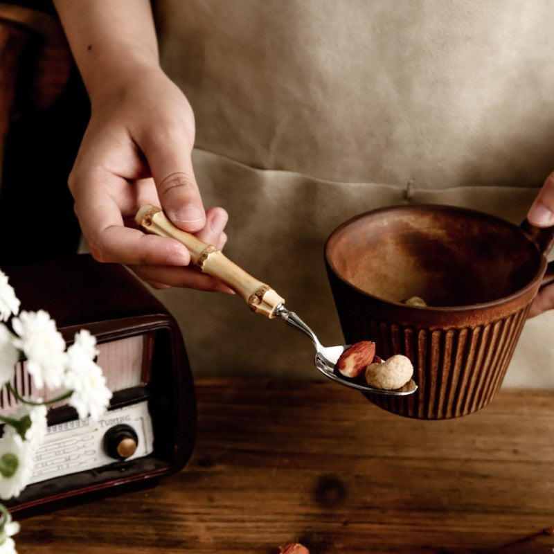 Amber Hued Bamboo Cutlery Set For Everyday Meals And Gatherings