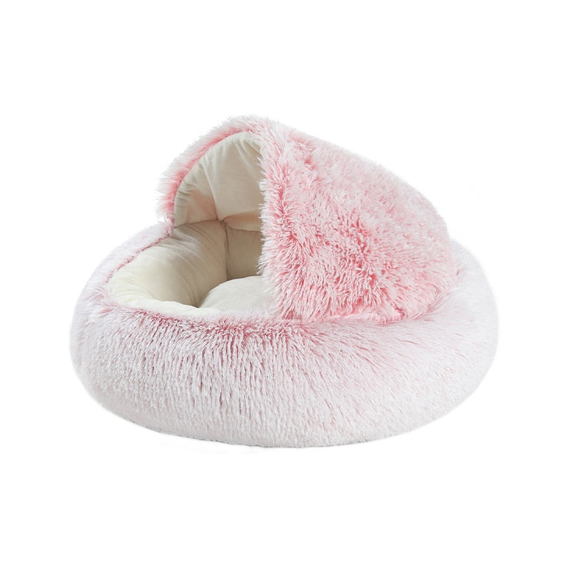 Calming Round Plush Cave Bed For Dogs And Cats With Cozy Design
