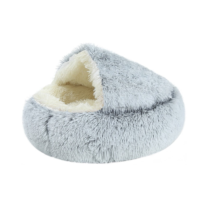 Calming Round Plush Cave Bed For Dogs And Cats With Cozy Design
