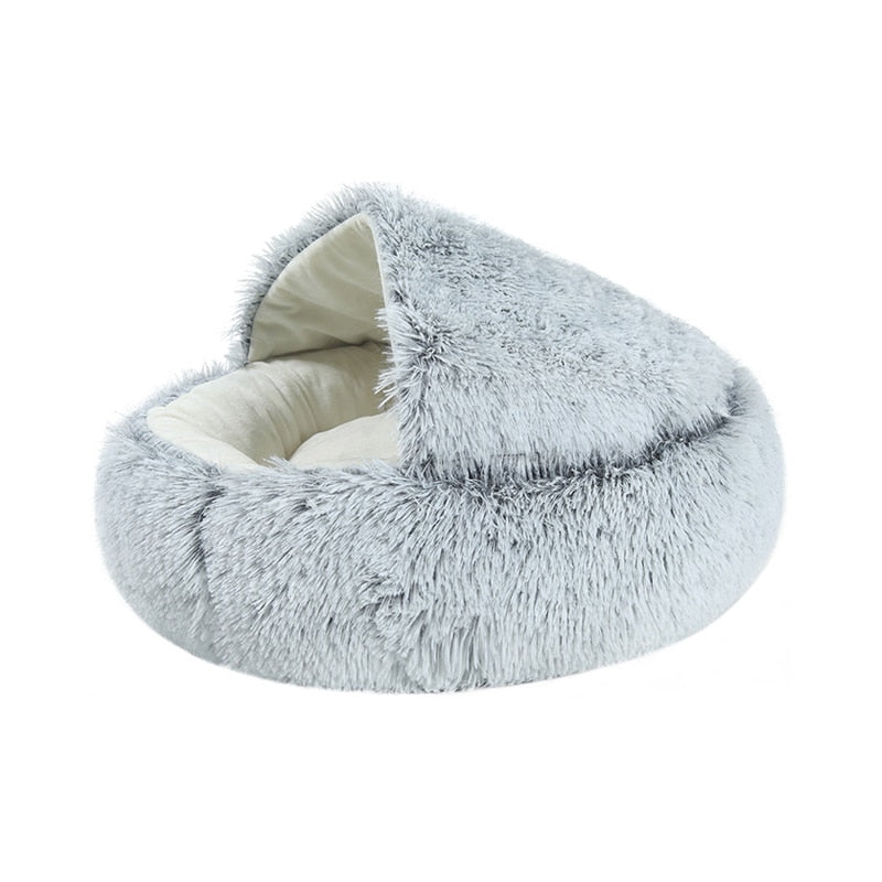 Calming Round Plush Cave Bed For Dogs And Cats With Cozy Design