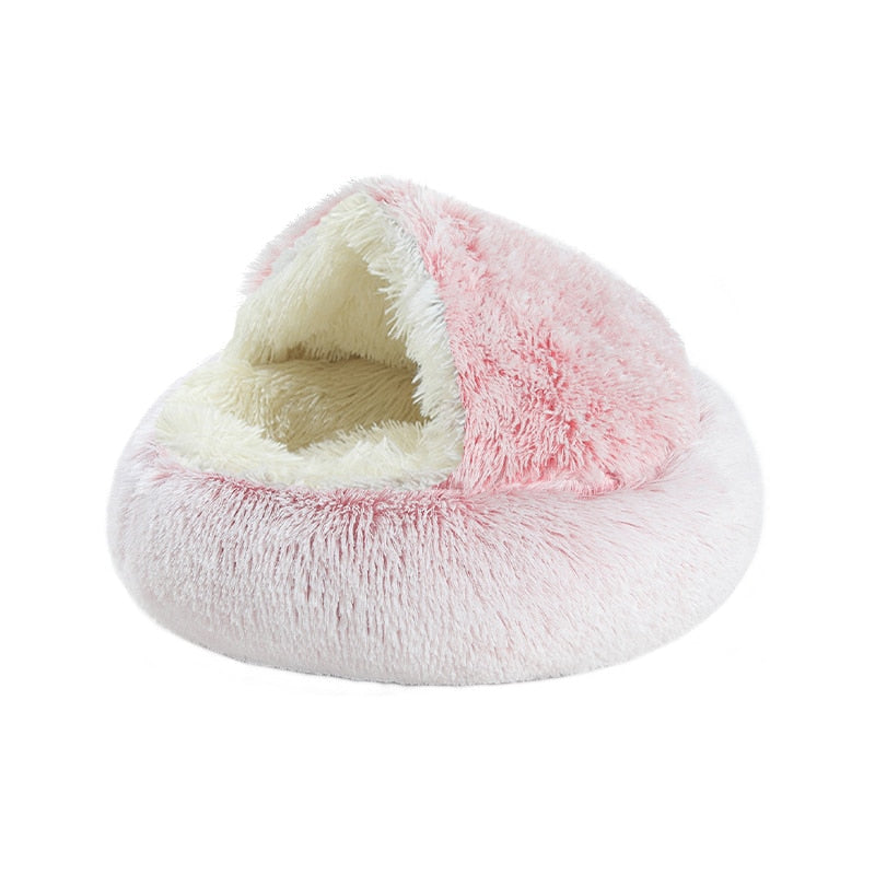 Calming Round Plush Cave Bed For Dogs And Cats With Cozy Design