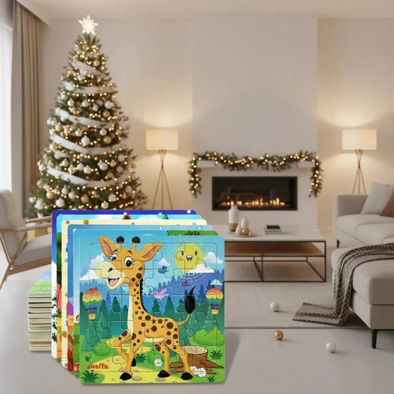 KidoCraft 3D dřevěné puzzle zvířat a vozidel pro raný dětský rozvoj