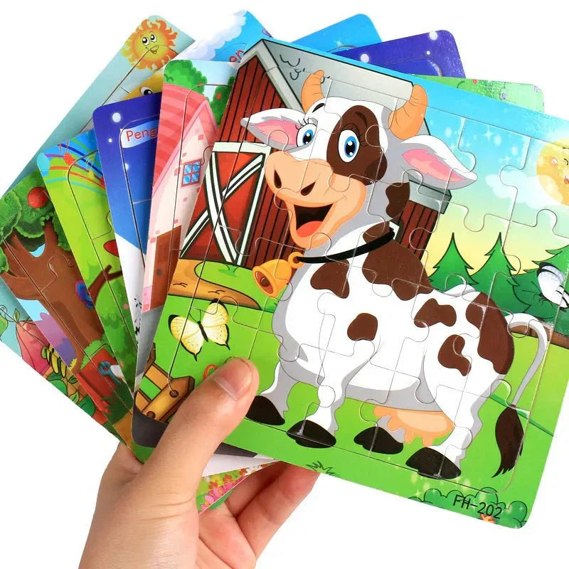 KidoCraft 3D dřevěné puzzle zvířat a vozidel pro raný dětský rozvoj