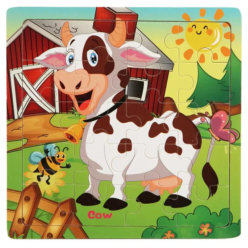 KidoCraft 3D dřevěné puzzle zvířat a vozidel pro raný dětský rozvoj