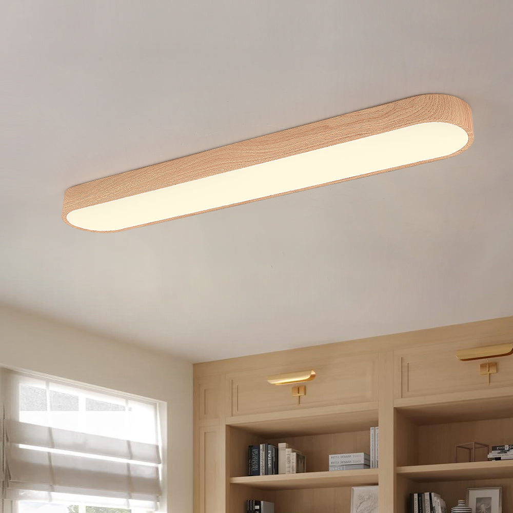 Nordic Glow Oval LED Ceiling Mount With Wood Accent Fixture