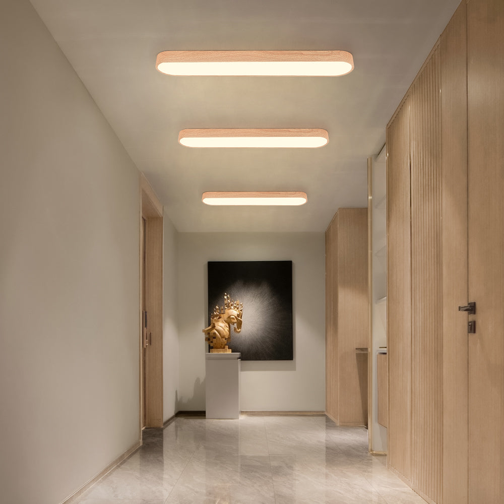 Nordic Glow Oval LED Ceiling Mount With Wood Accent Fixture
