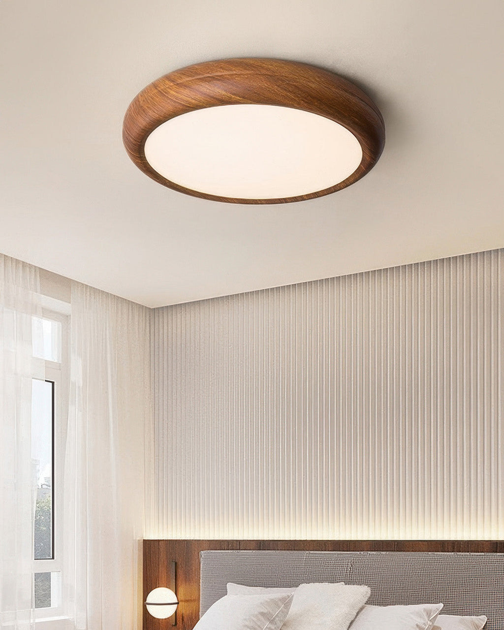 Modern Walnut Ceiling Lamp With Full Spectrum Lighting For Home Use