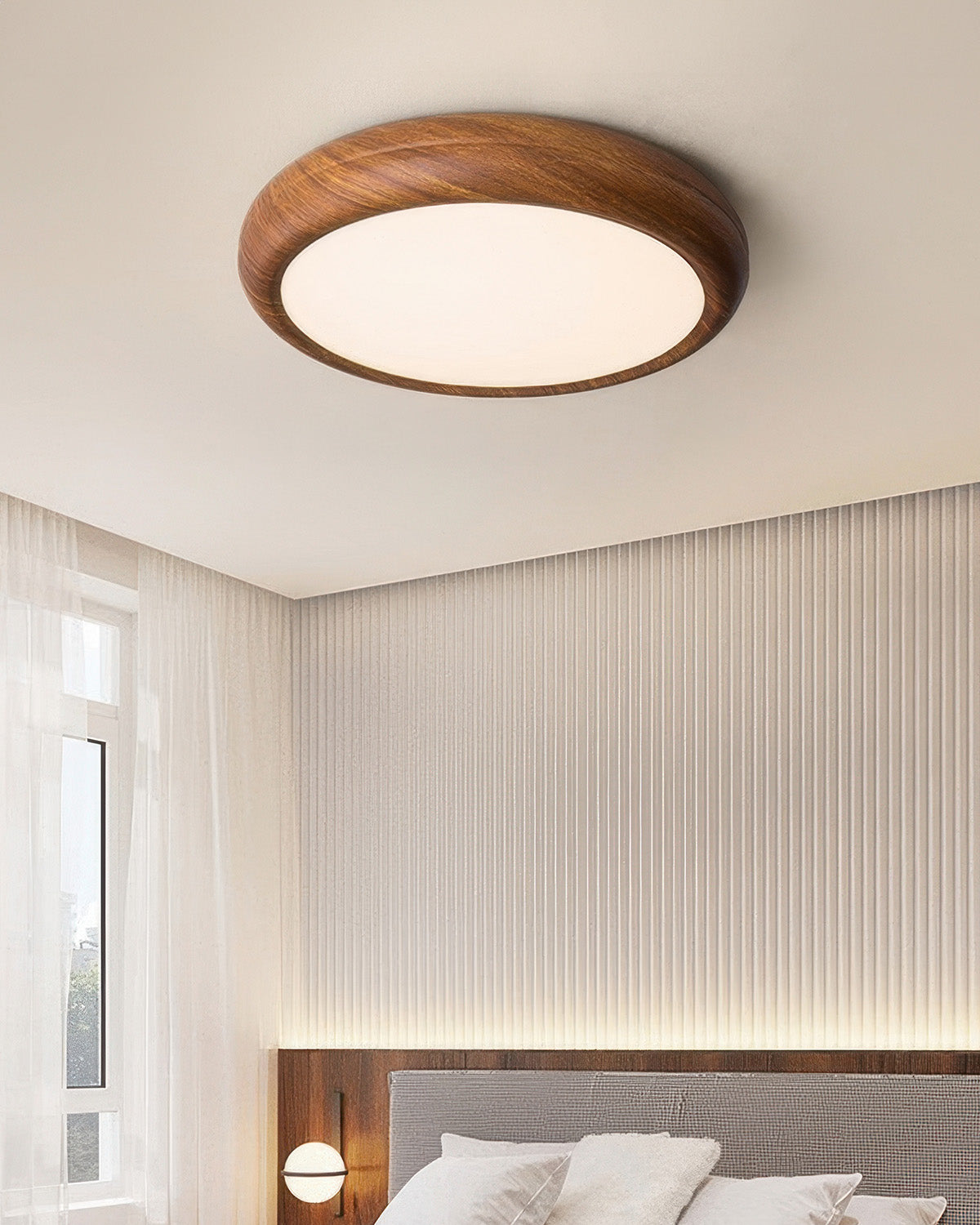 Modern Walnut Ceiling Lamp With Full Spectrum Lighting For Home Use