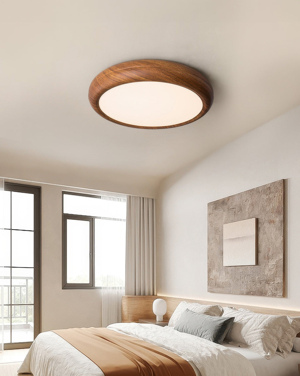Modern Walnut Ceiling Lamp With Full Spectrum Lighting For Home Use