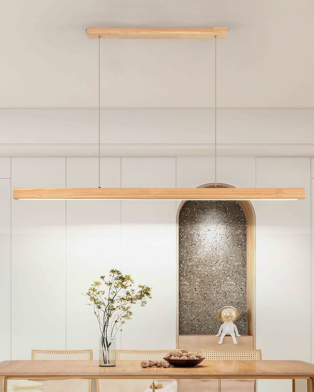 Walnut Wood Minimalist Pendant Light In Japanese Style For Modern Homes