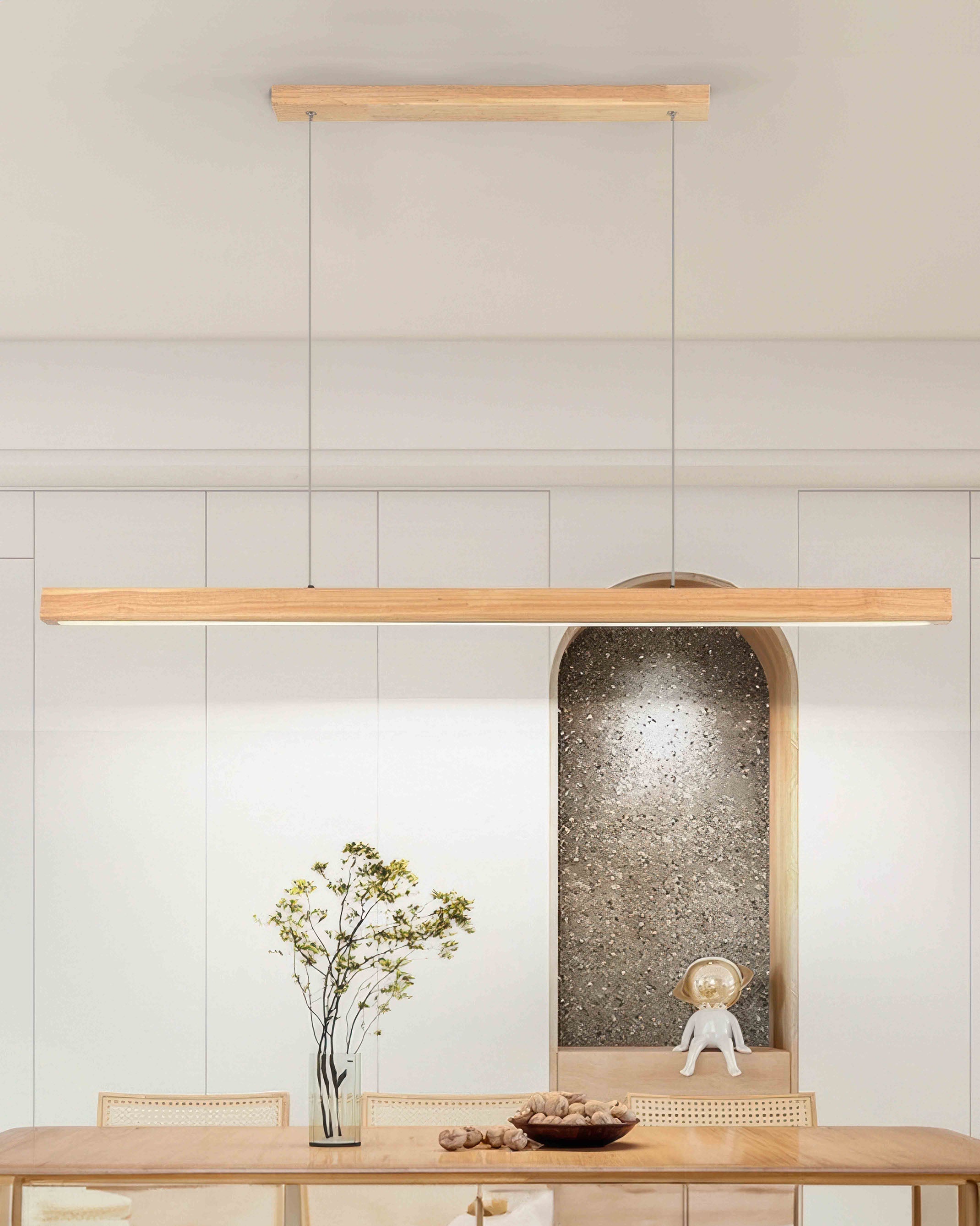Walnut Wood Minimalist Pendant Light In Japanese Style For Modern Homes