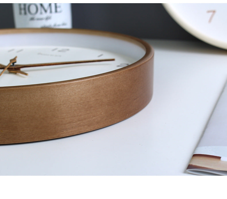 Elegant Solid Wood Analog Wall Clock for Home Decoration and Living Spaces