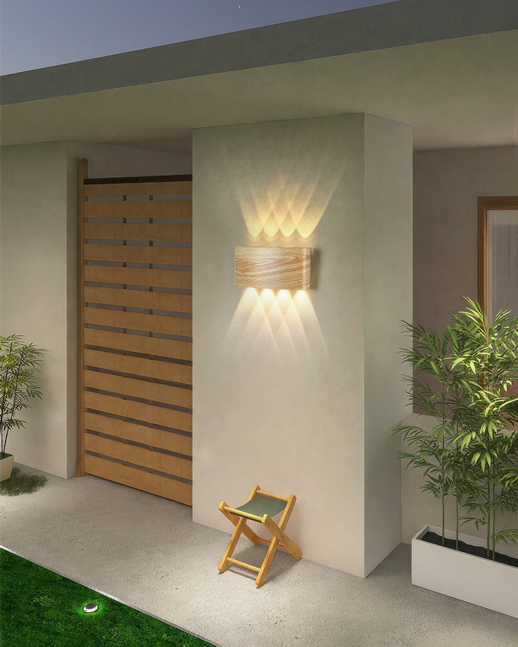 Lumina Woodgrain Outdoor LED Wall Sconce With Weather Resistant Finish