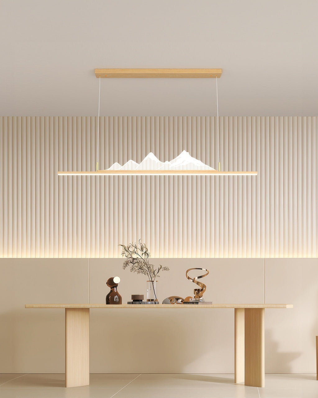 Minimal Japanese Zen Pendant Lamp With Wood Grain Finish