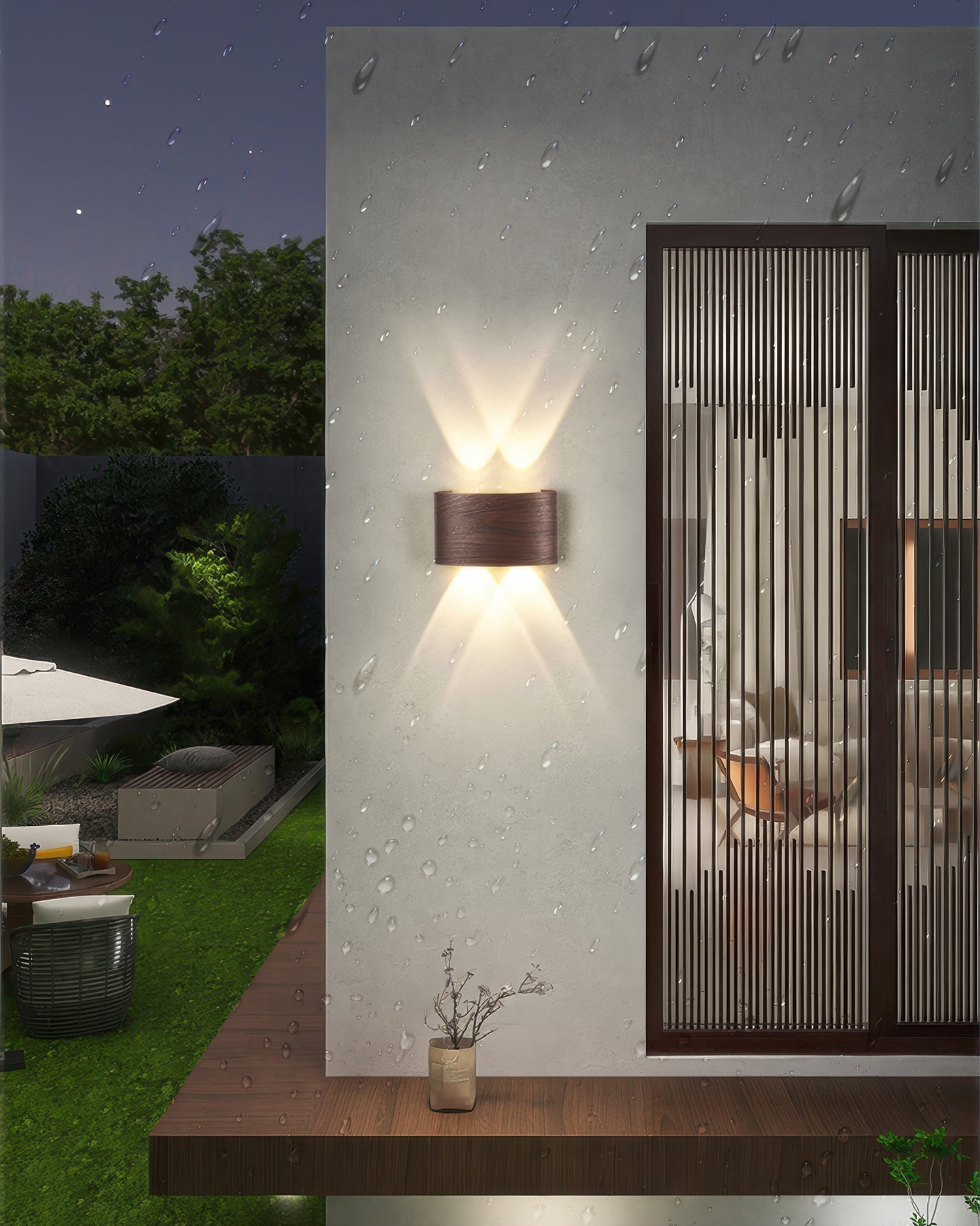 Lumina Woodgrain Outdoor LED Wall Sconce With Weather Resistant Finish