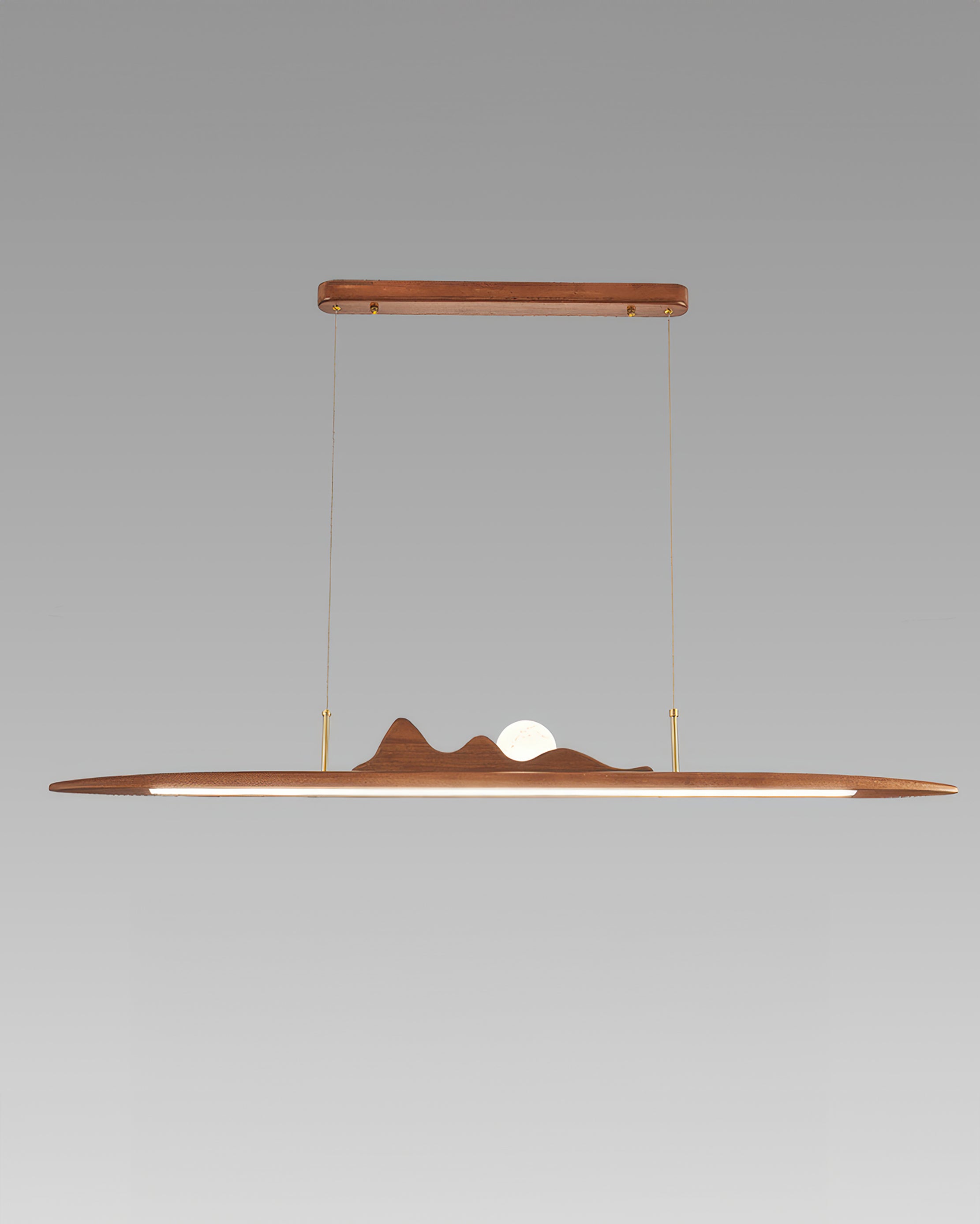 Wooden Pendant Lamp With One Line Silhouette For Modern Rooms