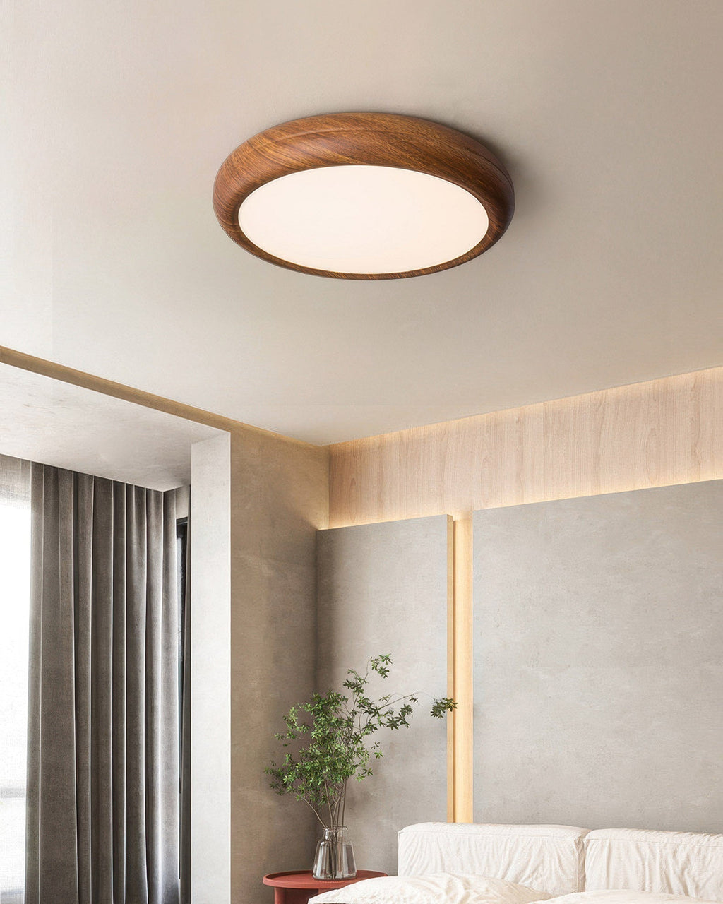 Modern Walnut Ceiling Lamp With Full Spectrum Lighting For Home Use
