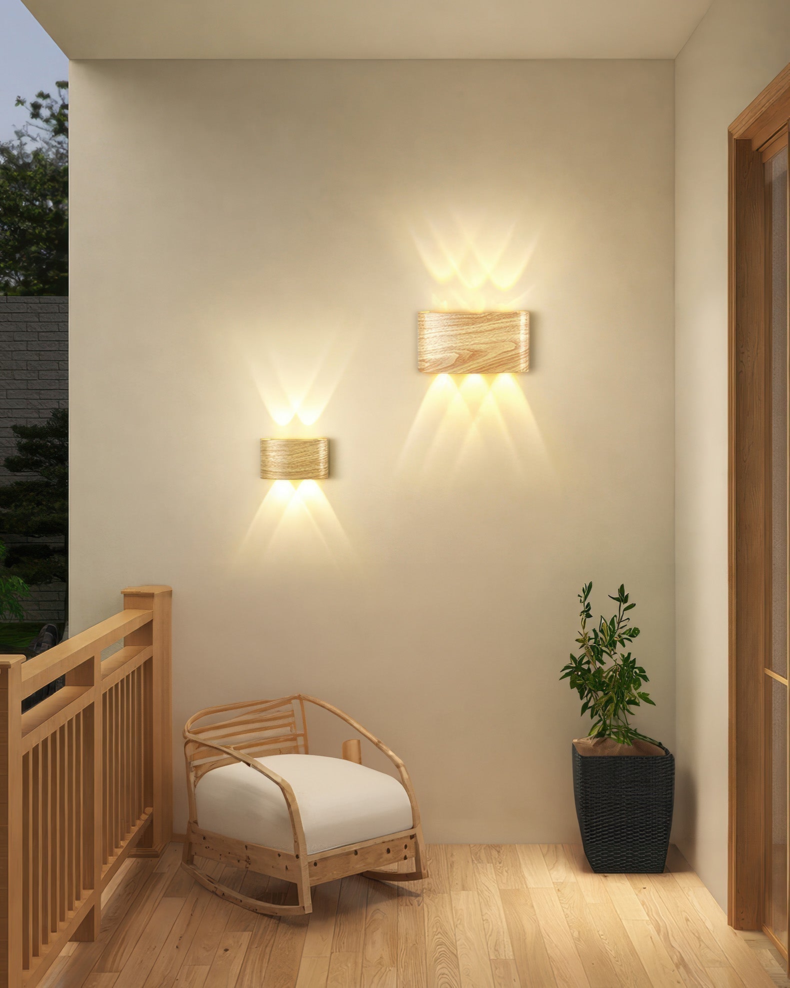 Lumina Woodgrain Outdoor LED Wall Sconce With Weather Resistant Finish