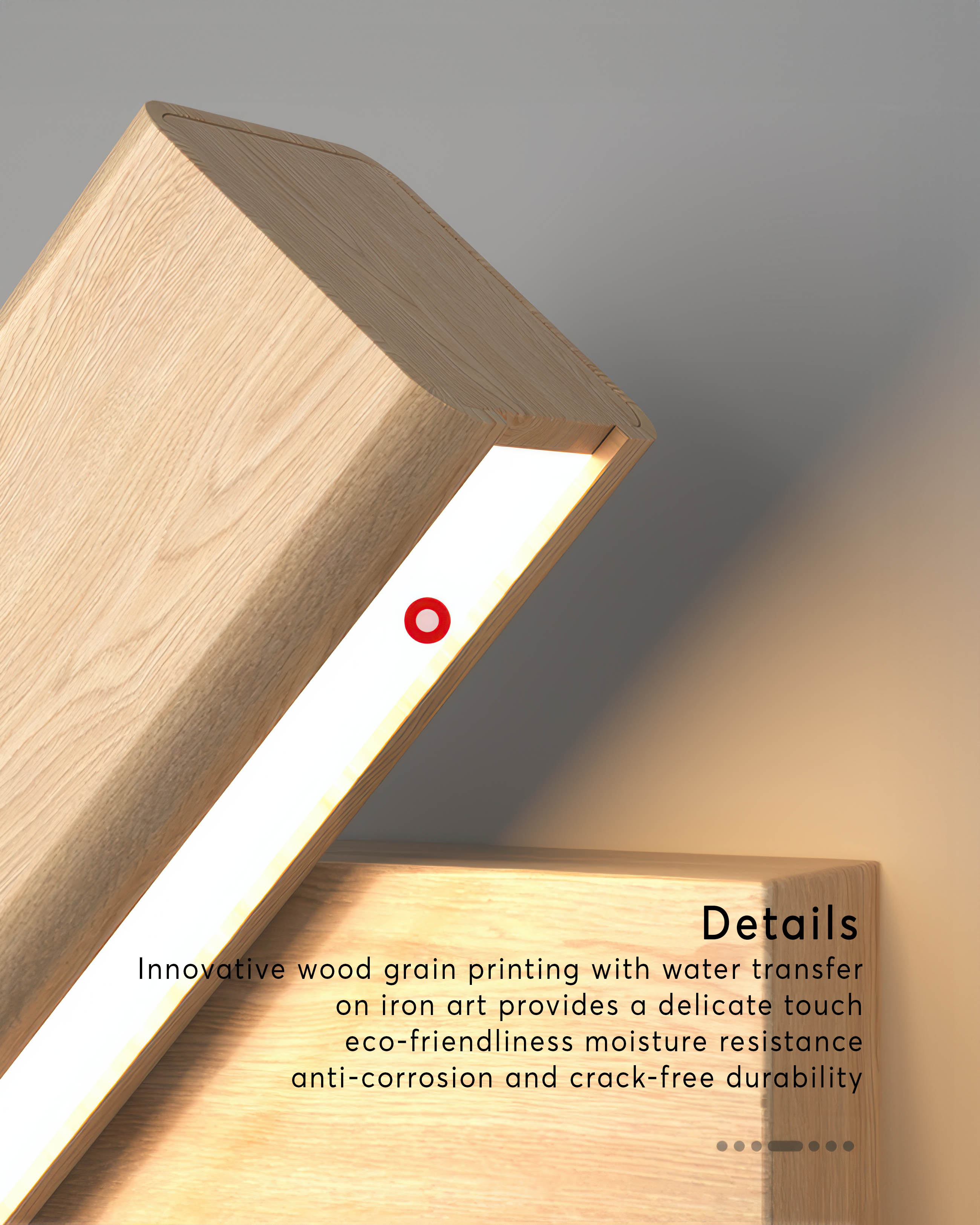 Rotatable Wall Lamp With Nordic Finish And Wood Grain Look