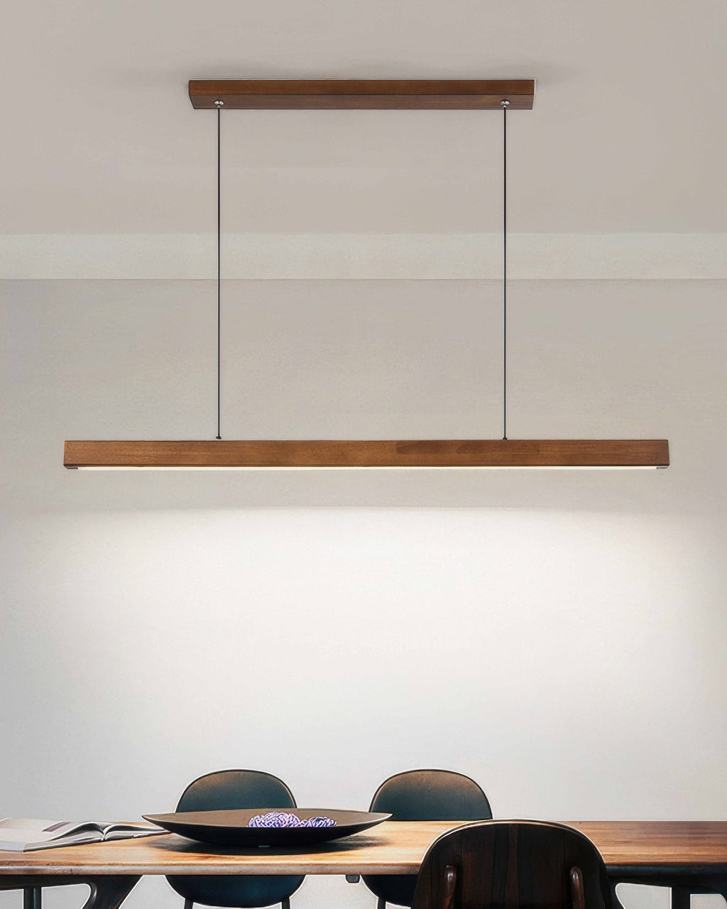 Walnut Wood Minimalist Pendant Light In Japanese Style For Modern Homes