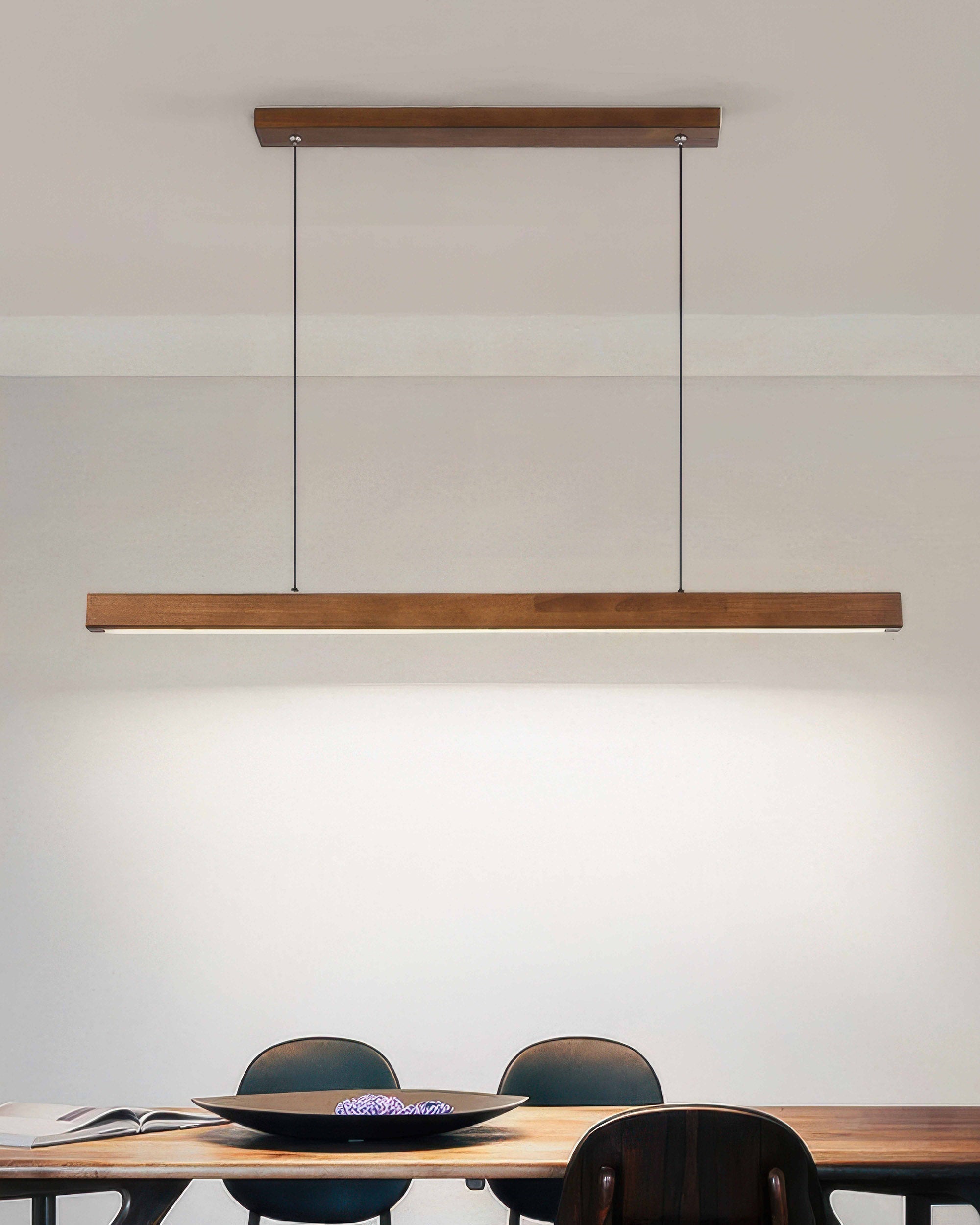 Walnut Wood Minimalist Pendant Light In Japanese Style For Modern Homes
