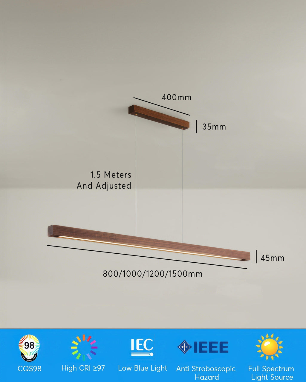 Walnut Wood Minimalist Pendant Light In Japanese Style For Modern Homes