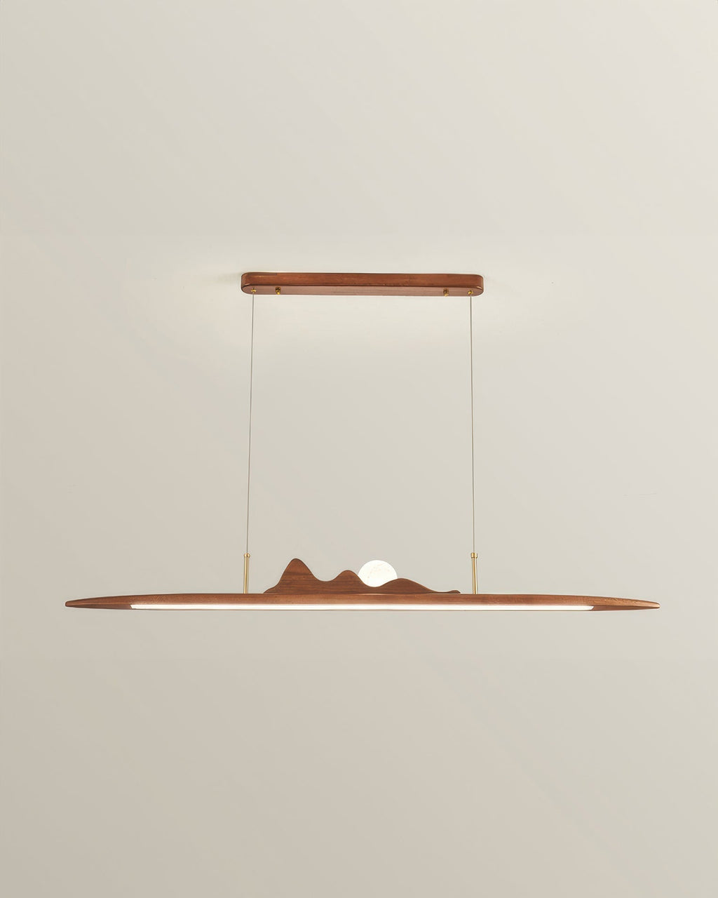 Wooden Pendant Lamp With One Line Silhouette For Modern Rooms