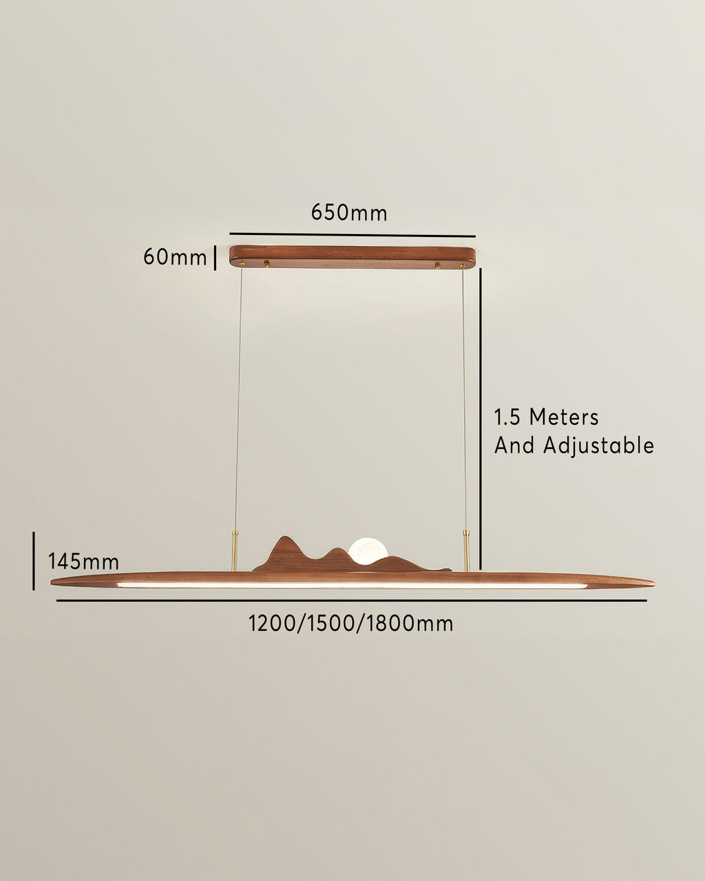 Wooden Pendant Lamp With One Line Silhouette For Modern Rooms