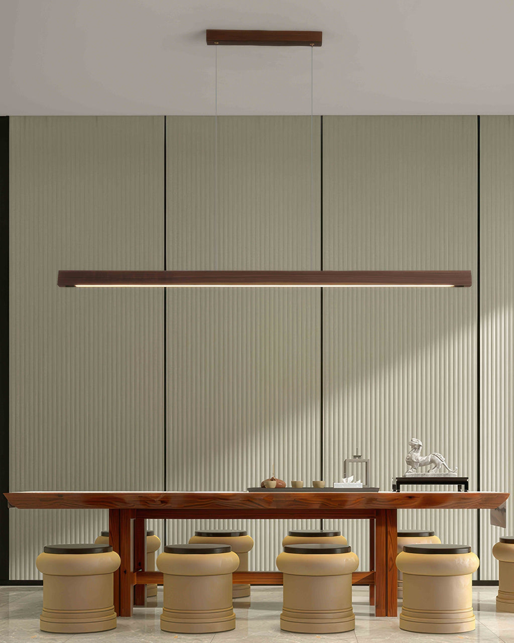 Walnut Wood Minimalist Pendant Light In Japanese Style For Modern Homes