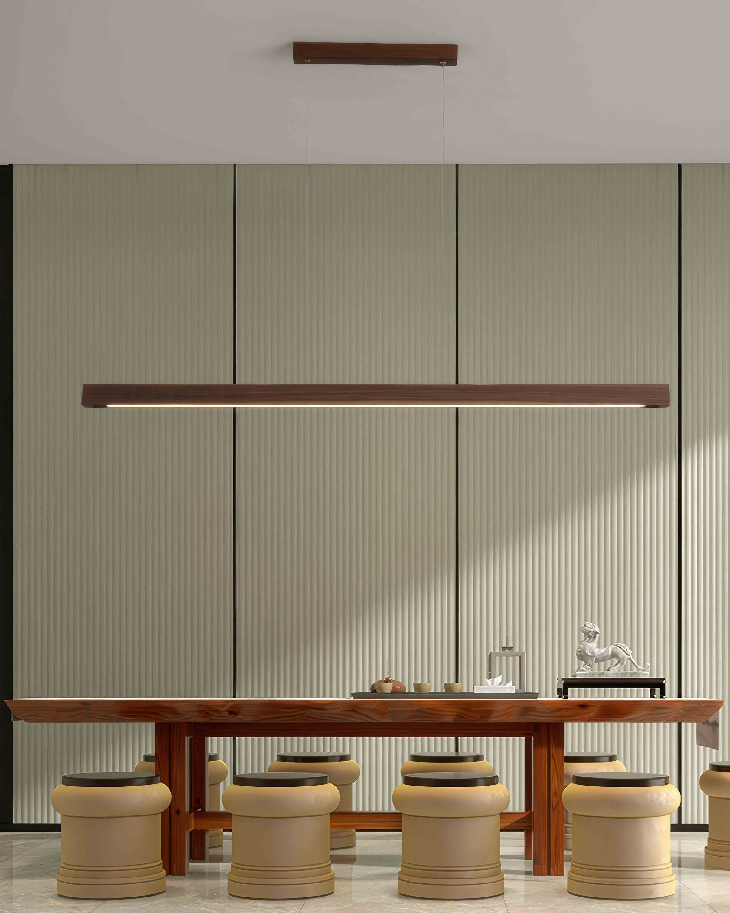Walnut Wood Minimalist Pendant Light In Japanese Style For Modern Homes