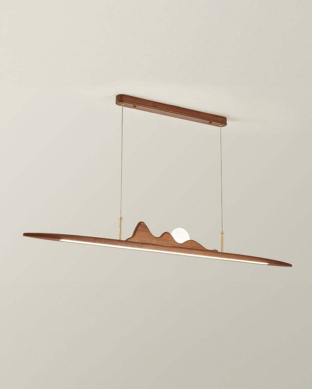 Wooden Pendant Lamp With One Line Silhouette For Modern Rooms