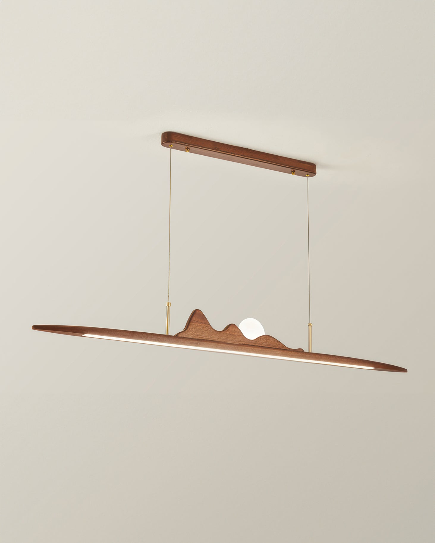 Wooden Pendant Lamp With One Line Silhouette For Modern Rooms