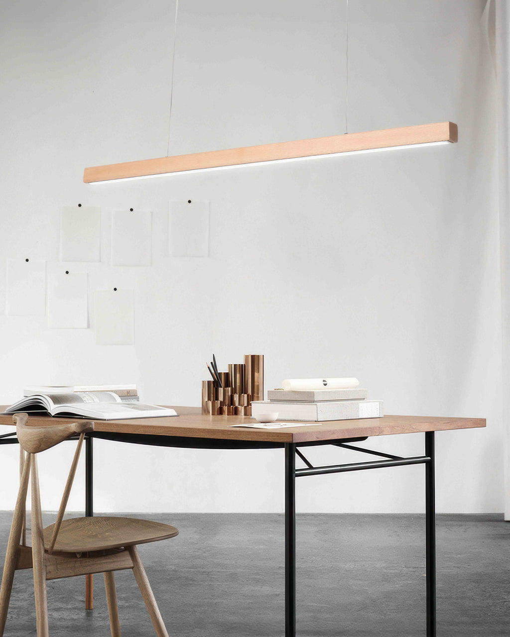 Walnut Wood Minimalist Pendant Light In Japanese Style For Modern Homes