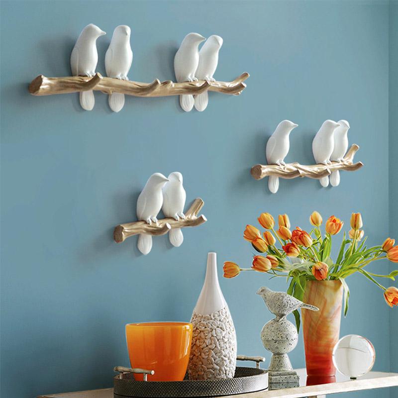 Lovely Birds Wall Coat Hook Decor With Birds On Branch Design