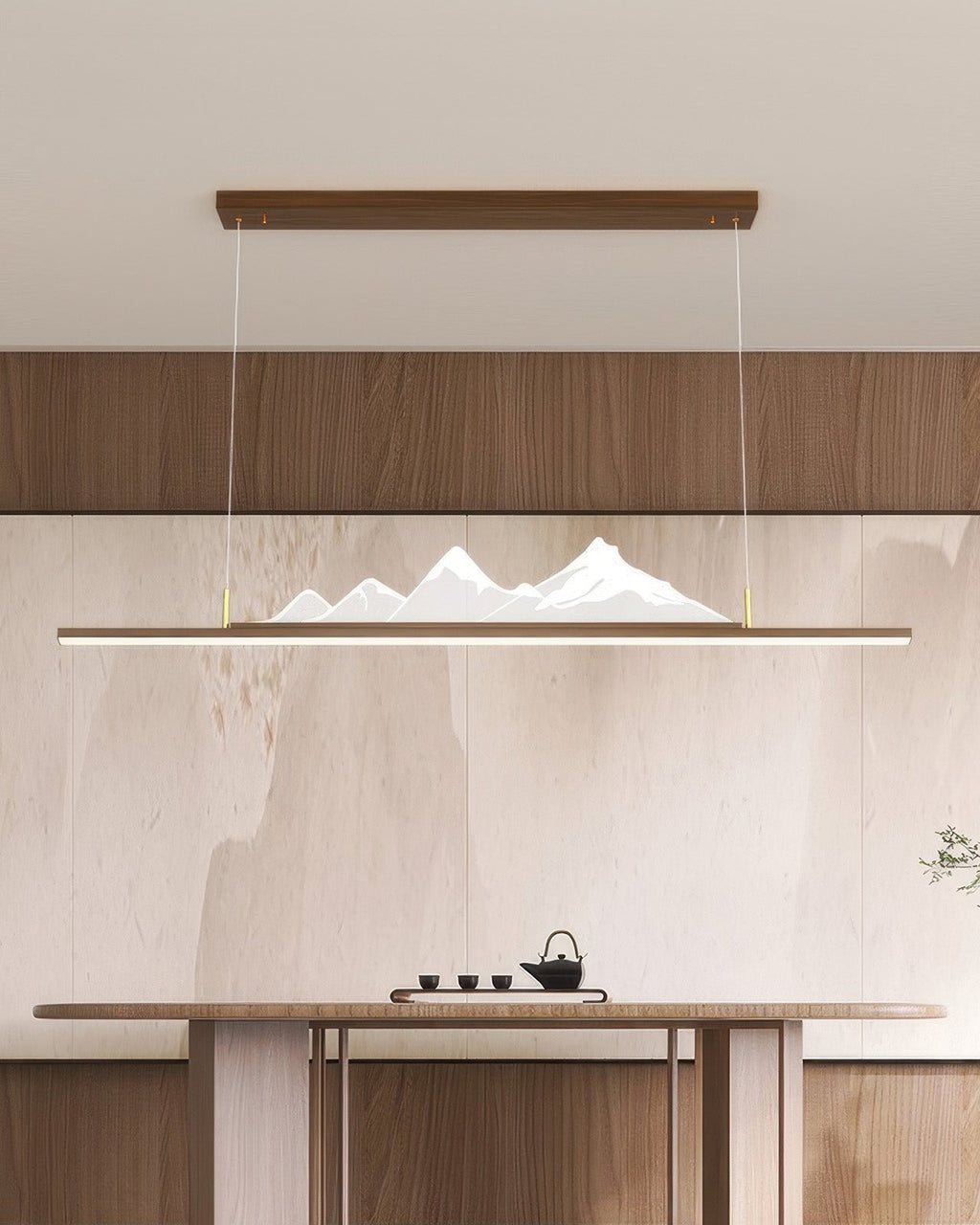 Minimal Japanese Zen Pendant Lamp With Wood Grain Finish