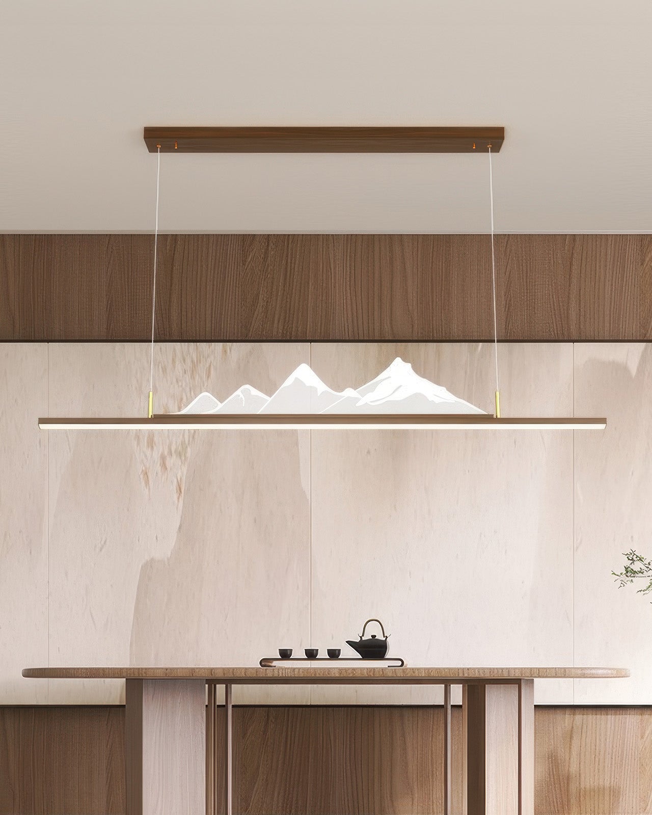 Minimal Japanese Zen Pendant Lamp With Wood Grain Finish