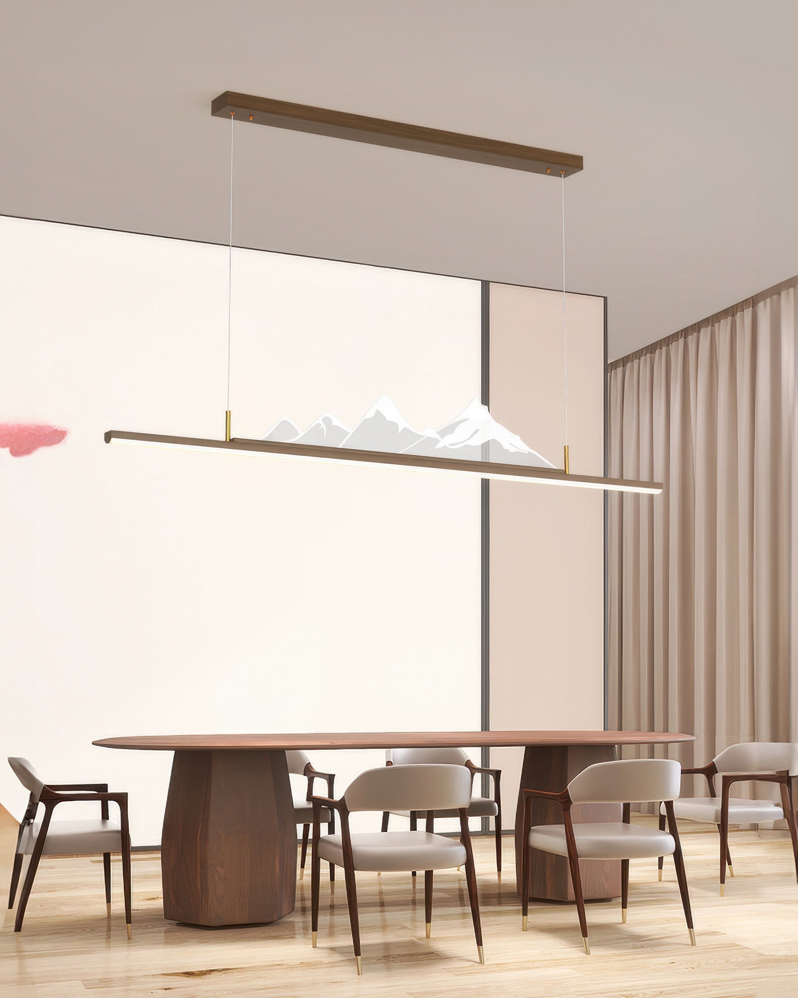 Minimal Japanese Zen Pendant Lamp With Wood Grain Finish