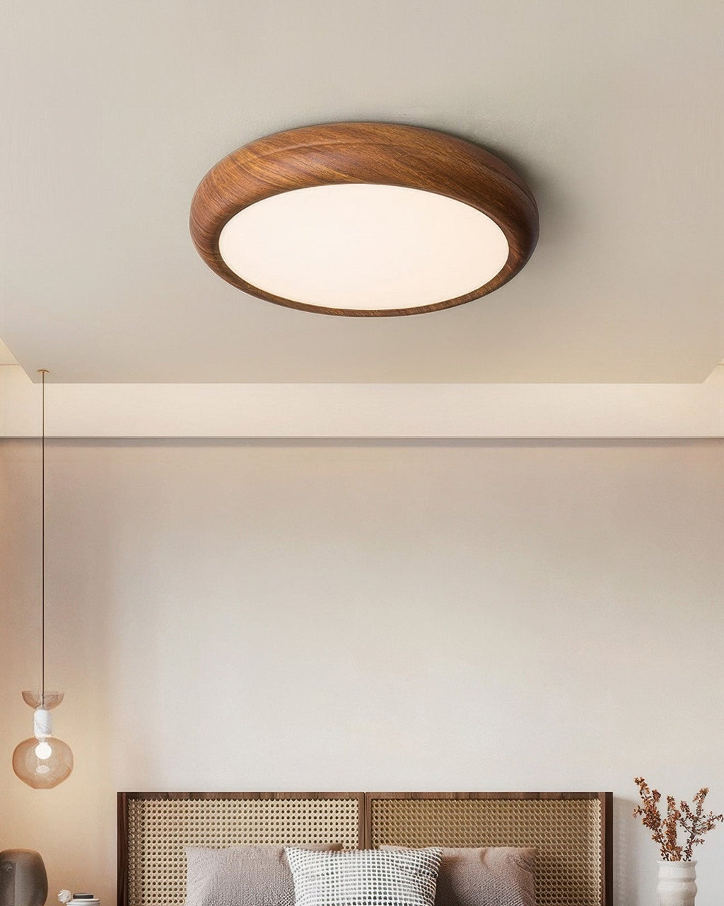Modern Walnut Ceiling Lamp With Full Spectrum Lighting For Home Use