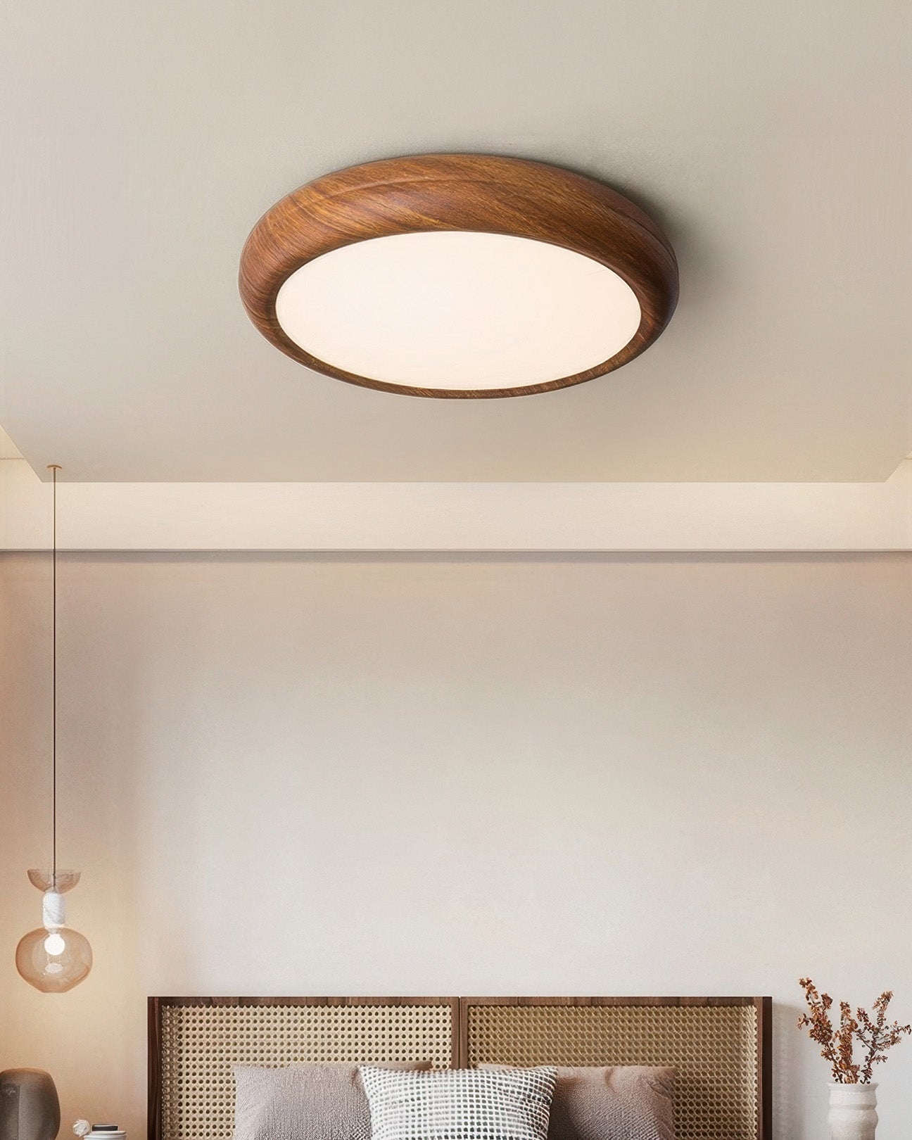 Modern Walnut Ceiling Lamp With Full Spectrum Lighting For Home Use