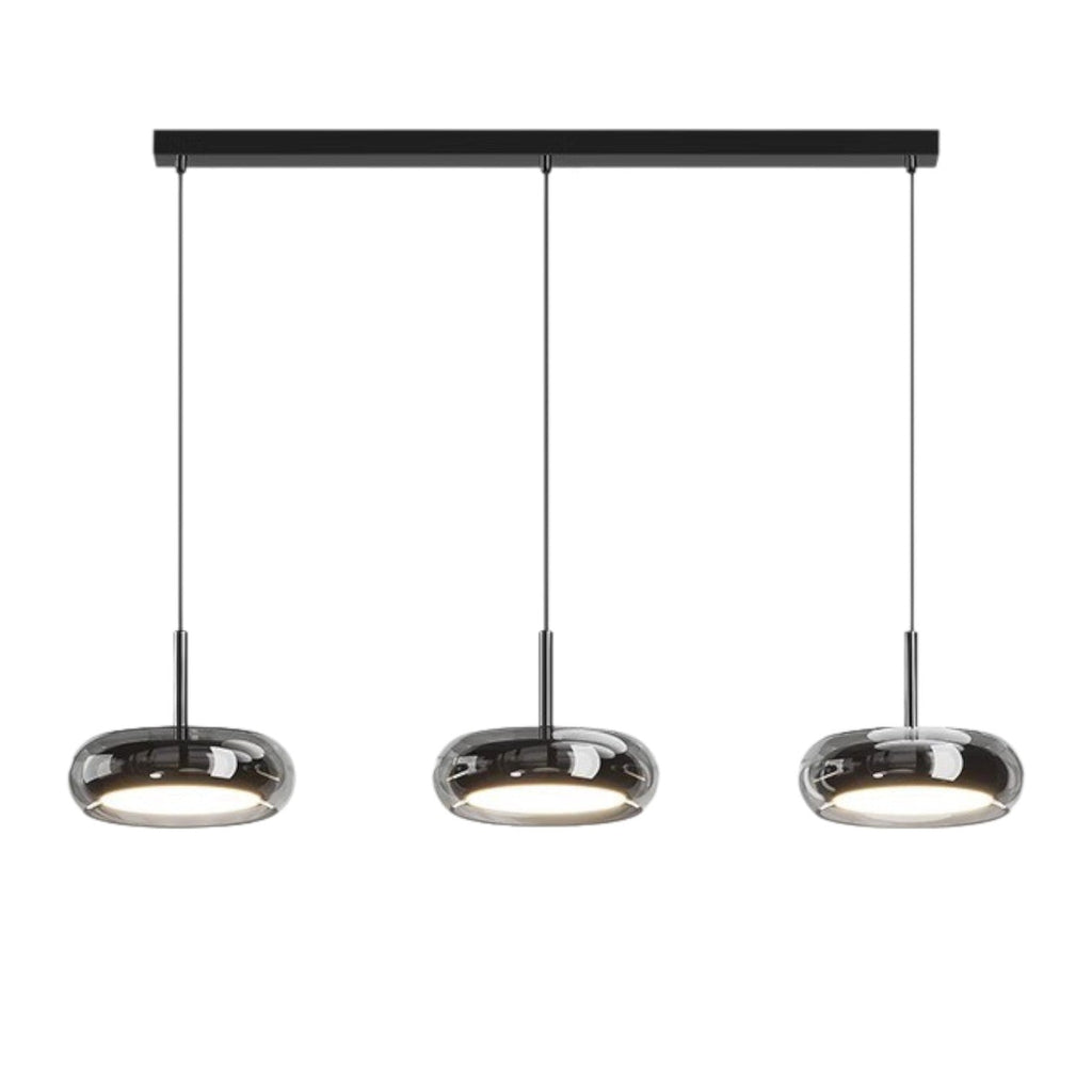 3-Head Kitchen Pendant Lamp Glass Metal Black Island Lighting Modern Minimalist LED Pendant Lamp