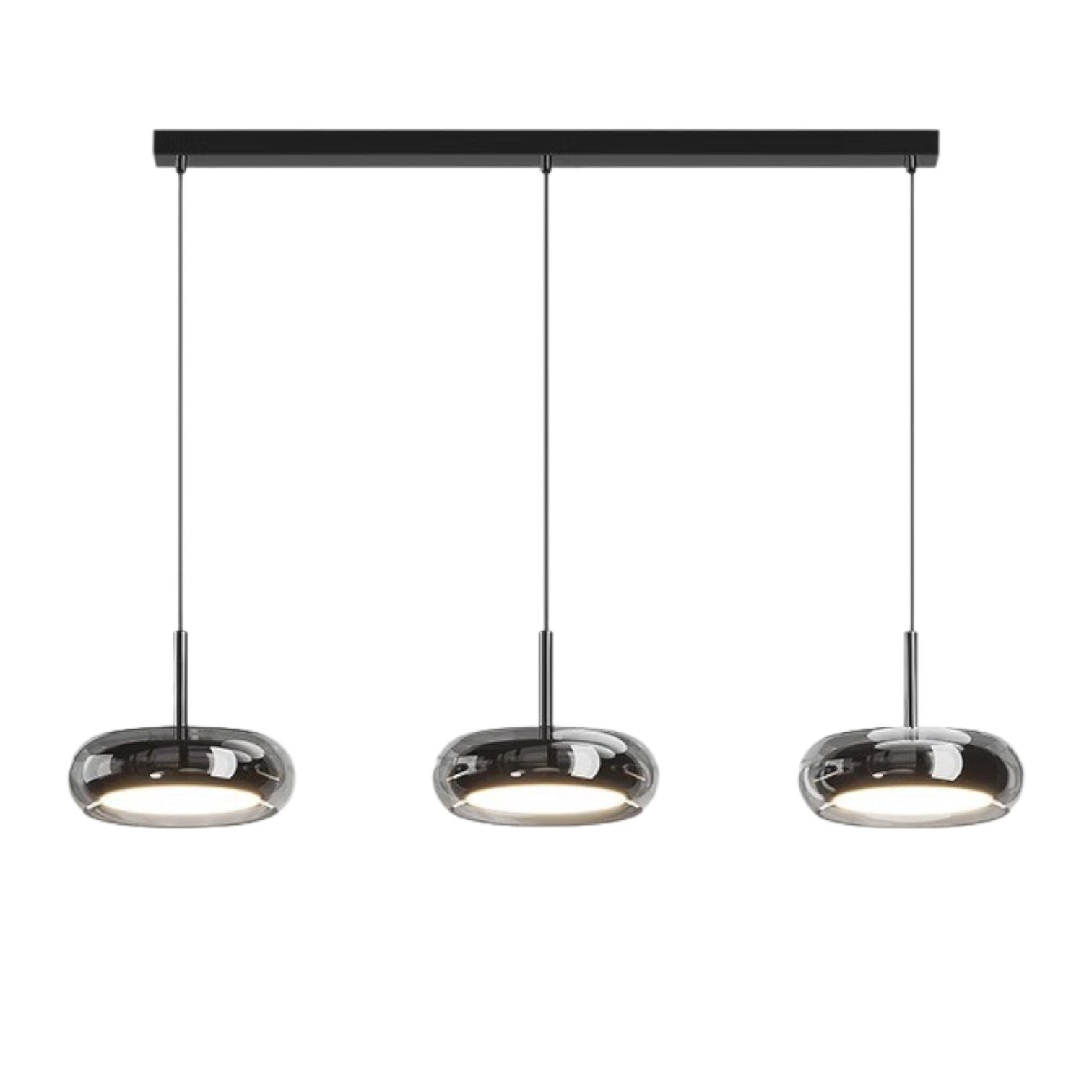 3-Head Kitchen Pendant Lamp Glass Metal Black Island Lighting Modern Minimalist LED Pendant Lamp