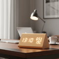 TimberLoom Digital Wooden Clock With Temperature Display And Light Control