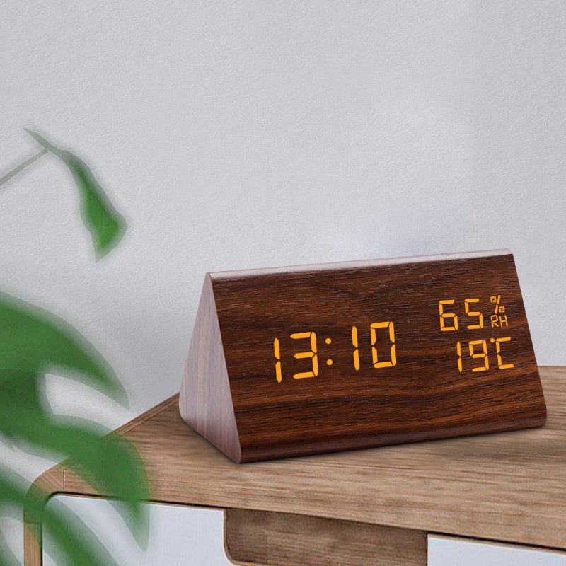 TimberLoom Digital Wooden Clock With Temperature Display And Light Control